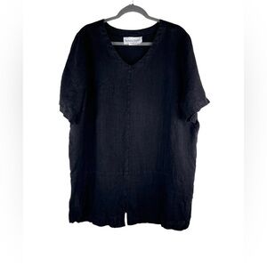 Vintage Stephanie Thomas Black Linen Tunic Size 22